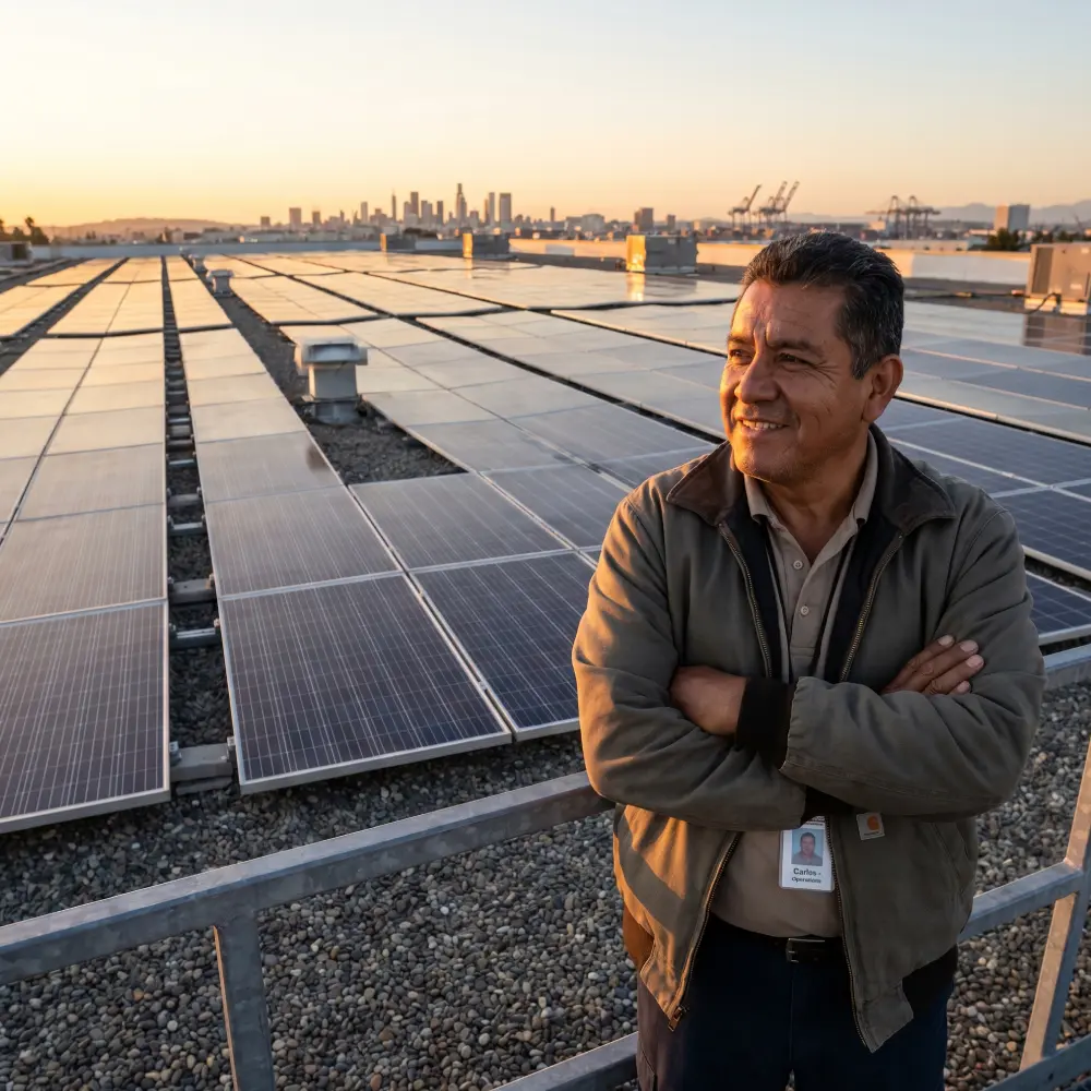 Planta industrial operando con energía solar